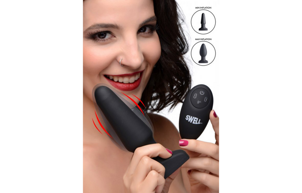 Inflatable Vibrating Silicone Butt Plug 17.9 cm - Pleasure