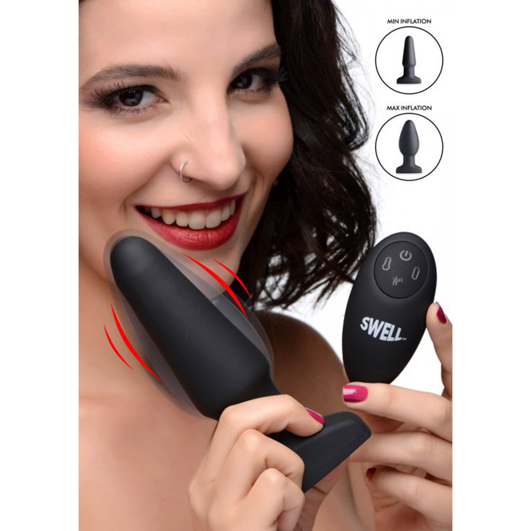 Opblaasbare Vibrerende Siliconen Buttplug 17,9 cm - Genot