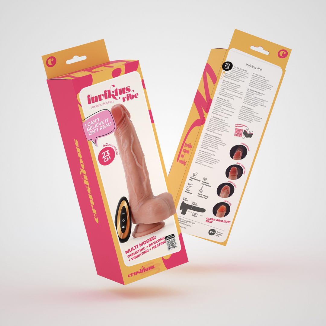 Inviktus Vibe - Vloeibare Siliconen Duwende Draaivibrator met Verwarming - 9 / 23 cm - Vleeskleur