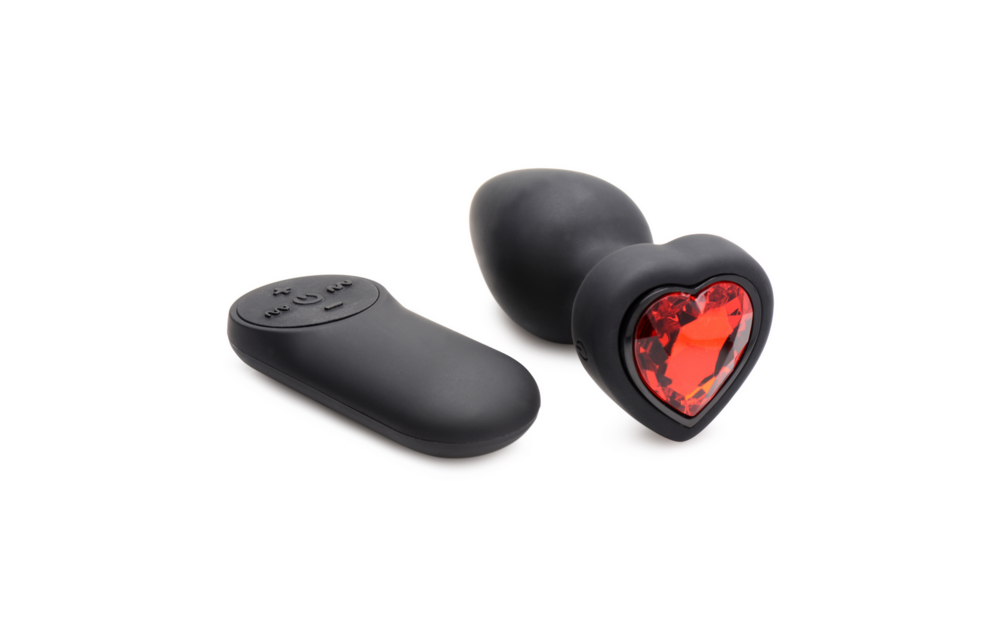 Siliconen Vibrerend Rood Hart 9,4 cm - Butt Plug Afstandsbediening