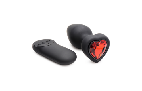 Silikon Vibrierendes rotes Herz 9,4 cm – Butt Plug Fernbedienung