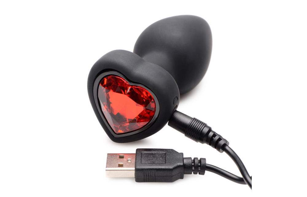 Silikon Vibrierendes rotes Herz 9,4 cm – Butt Plug Fernbedienung