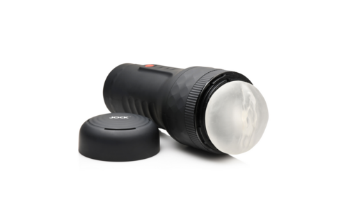 Schwarzer Masturbator mit Vibration und einstellbarer Enge | Curve Toys