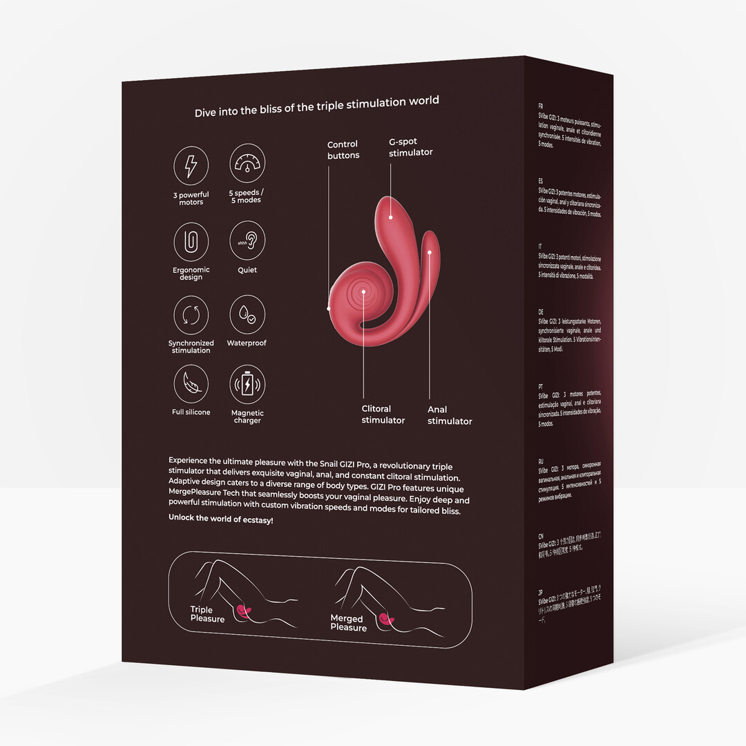 GIZI Pro Bordeaux 12 cm – Dreifach-Stimulator aus Silikon