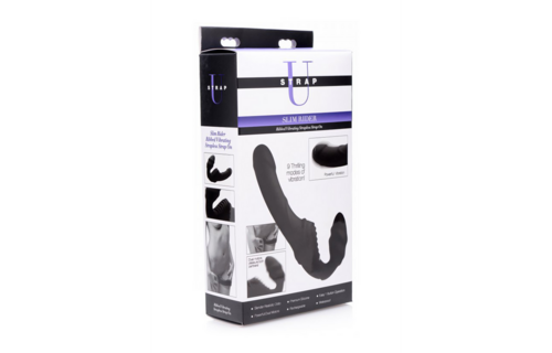 Slim Rider strapless strap-on – powerful & ribbed, black