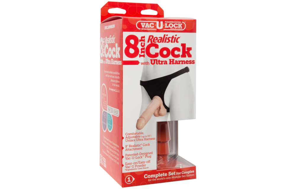 Realistic Cock + Ultra Harness 18 cm | Vac-U-Lock Set