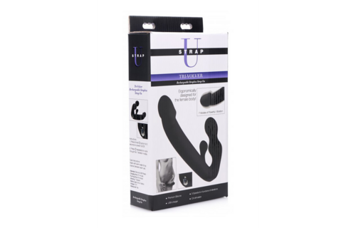 Tri-Volver Strapless Strap-On with 7 Vibrations – Rechargeable