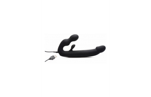 Tri-Volver Strapless Strap-On met 7 Vibraties – Oplaadbaar