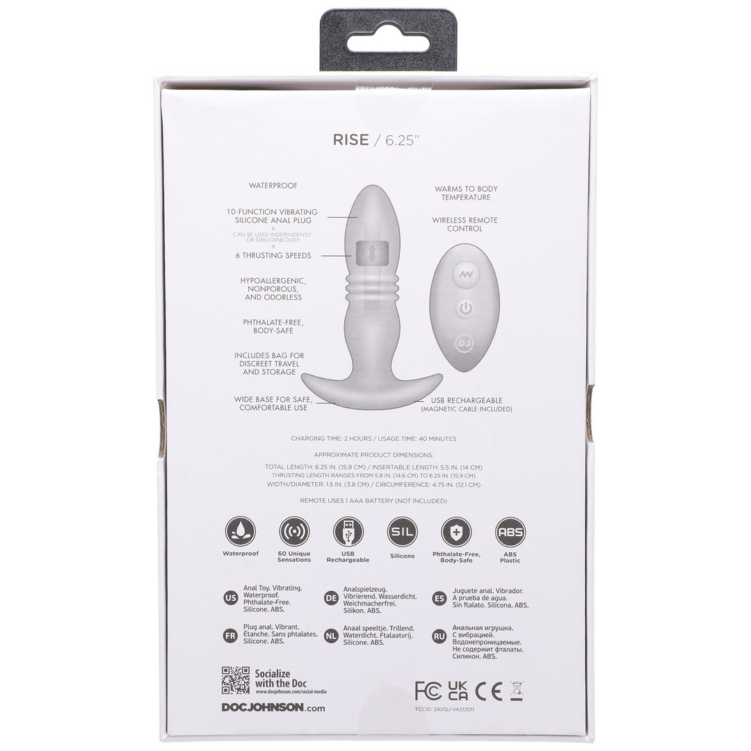 Rise Silicone Anale Plug 15,8 cm met Afstandsbediening | Doc Johnson