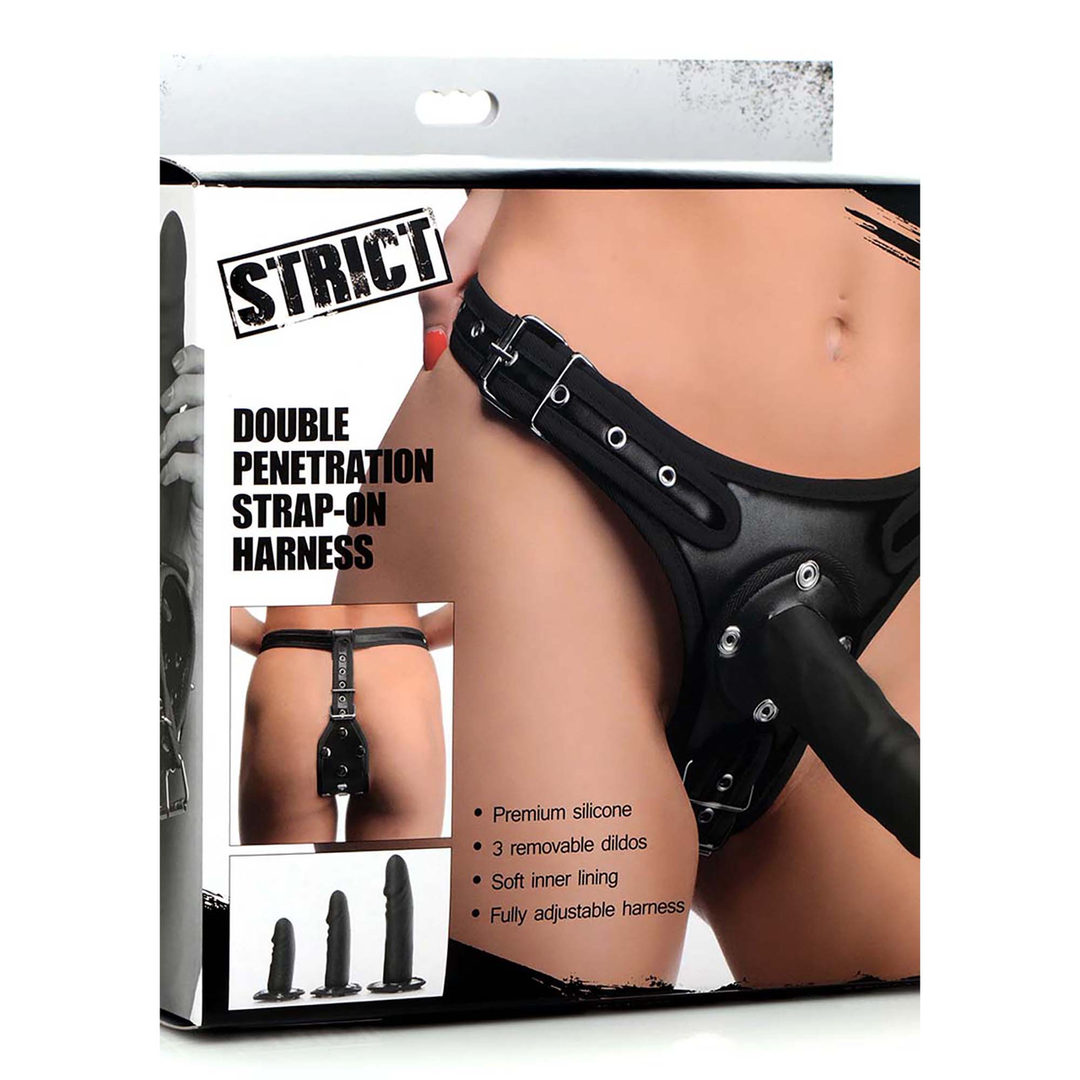 Harness mit doppelter Penetration Strap-On 12 cm | XR Brands