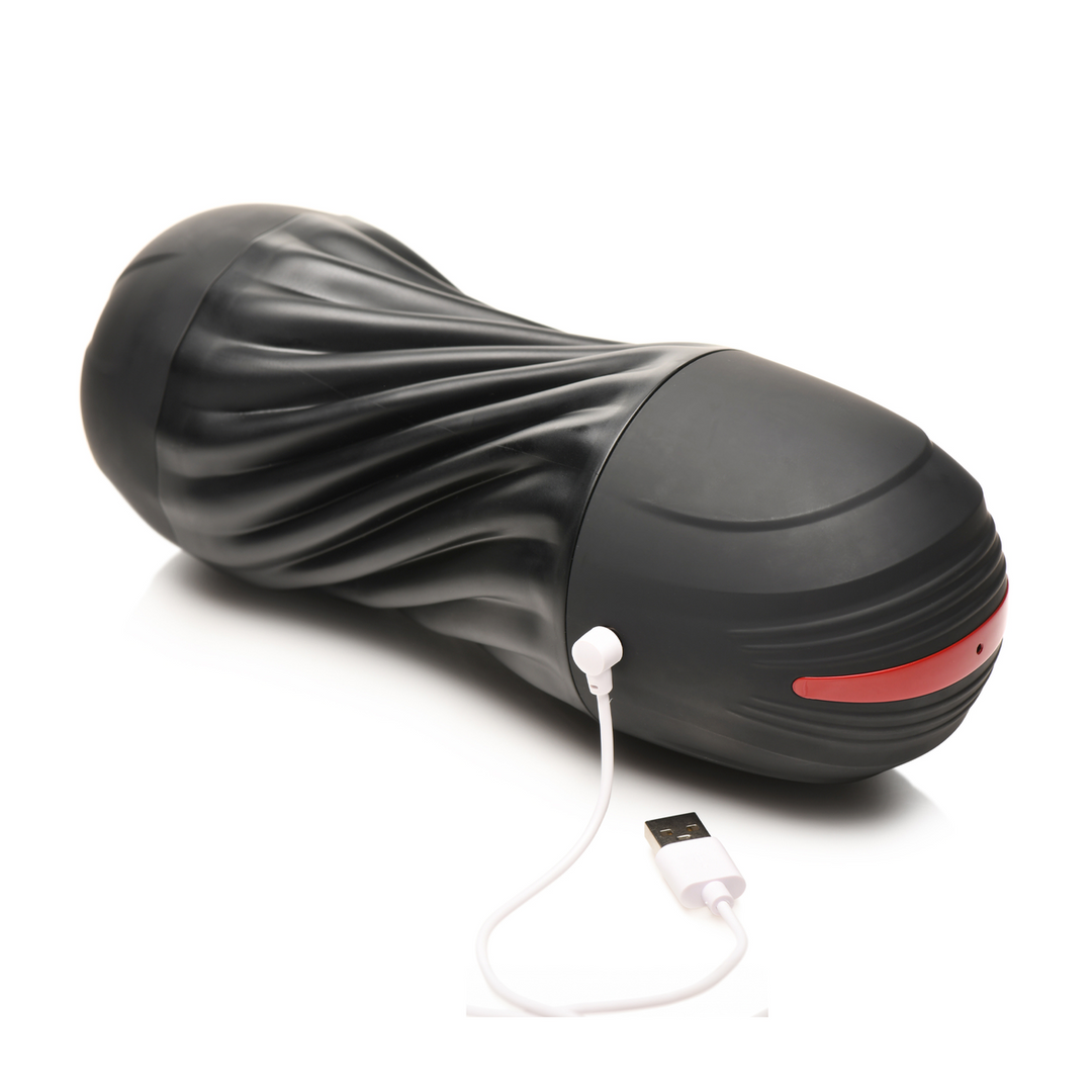 Zwart zuigende en vibrerende masturbator | Curve Toys Genot
