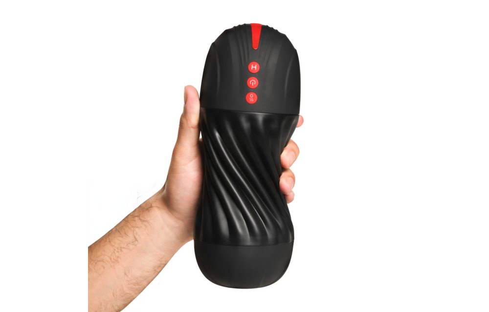 Zwart zuigende en vibrerende masturbator | Curve Toys Genot