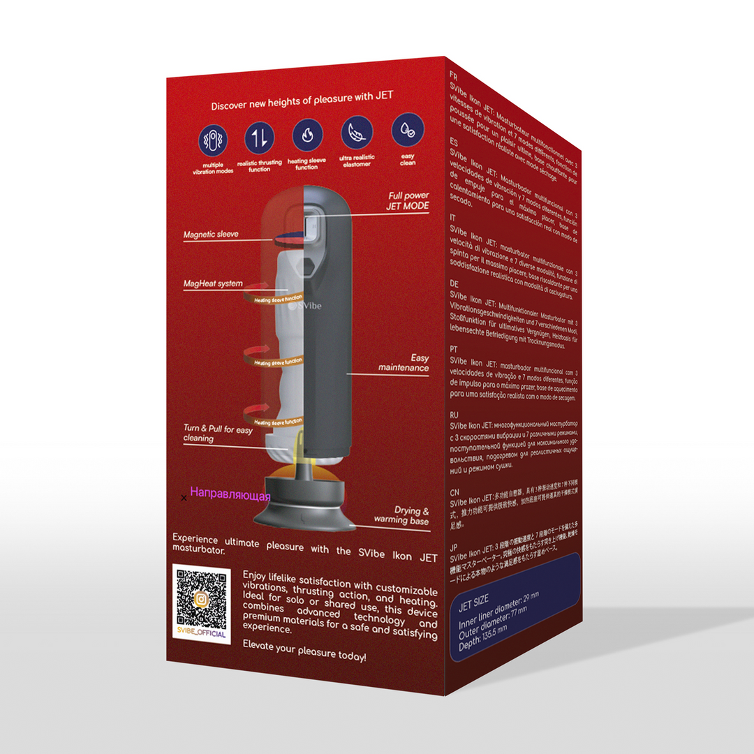 Ikon JET Masturbator Zwart – Vibra­tie & Verwarming