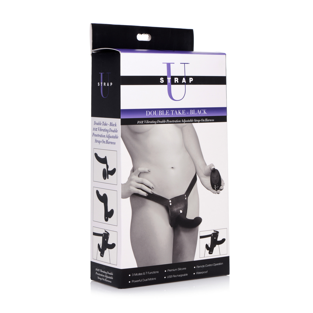 Su Double Take 24,1 cm - Strap-On Harness met Vibraties