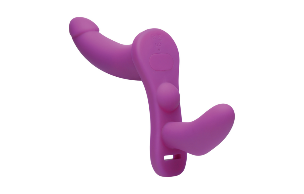 SU Double Take 24,1 cm – Doppelt vibrierender Strap-On-Harness