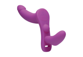 SU Double Take 24,1 cm – Doppelt vibrierender Strap-On-Harness