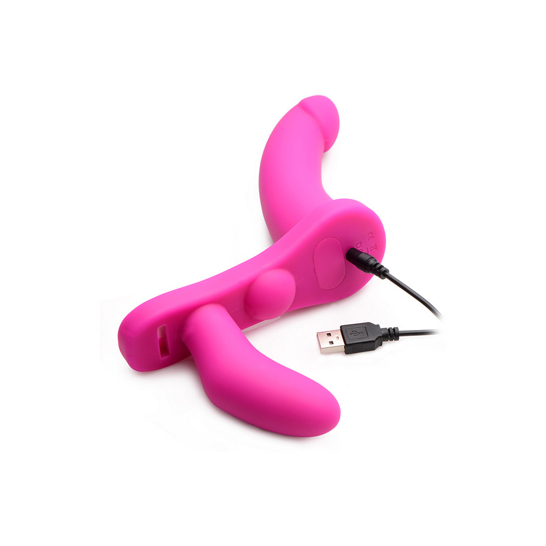 SU Double Take 24,1 cm – Doppelt vibrierender Strap-On-Harness