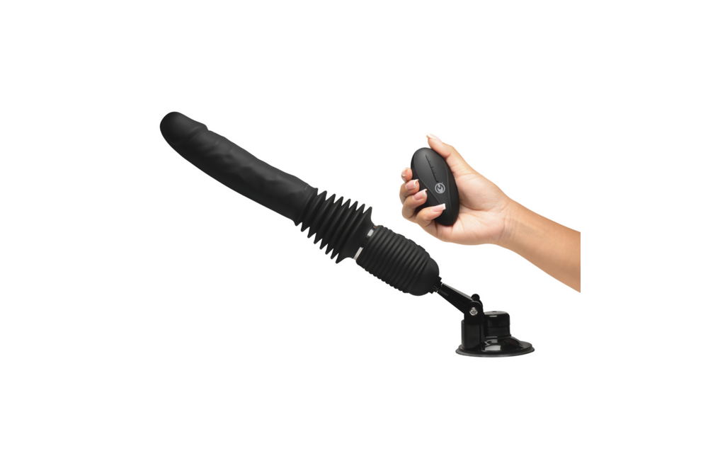 Ultimate Power Pounder - Vibrator und thrusting Silikon-Dildo mit Fernbedienung - Schwarz