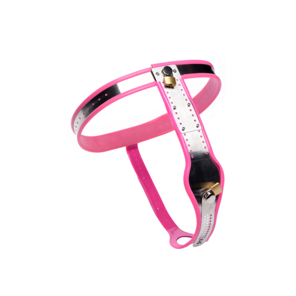 Stainless Steel Kinky Women's Chastity Belt 9.5 cm Pink
