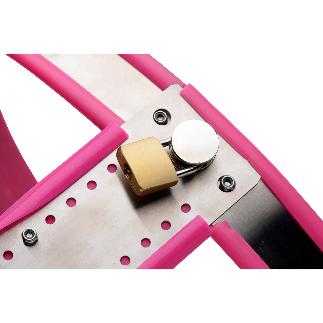 Edelstahl-Kinky-Keuschheitsgürtel für Frauen 9,5 cm Rosa