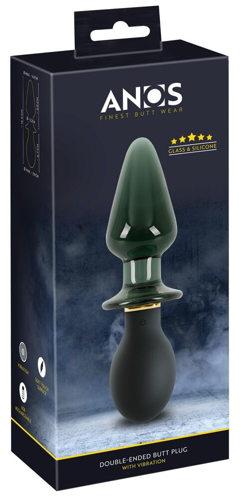Double-Ended Butt Plug 16.6 cm | Vibrating Silicone & Glass