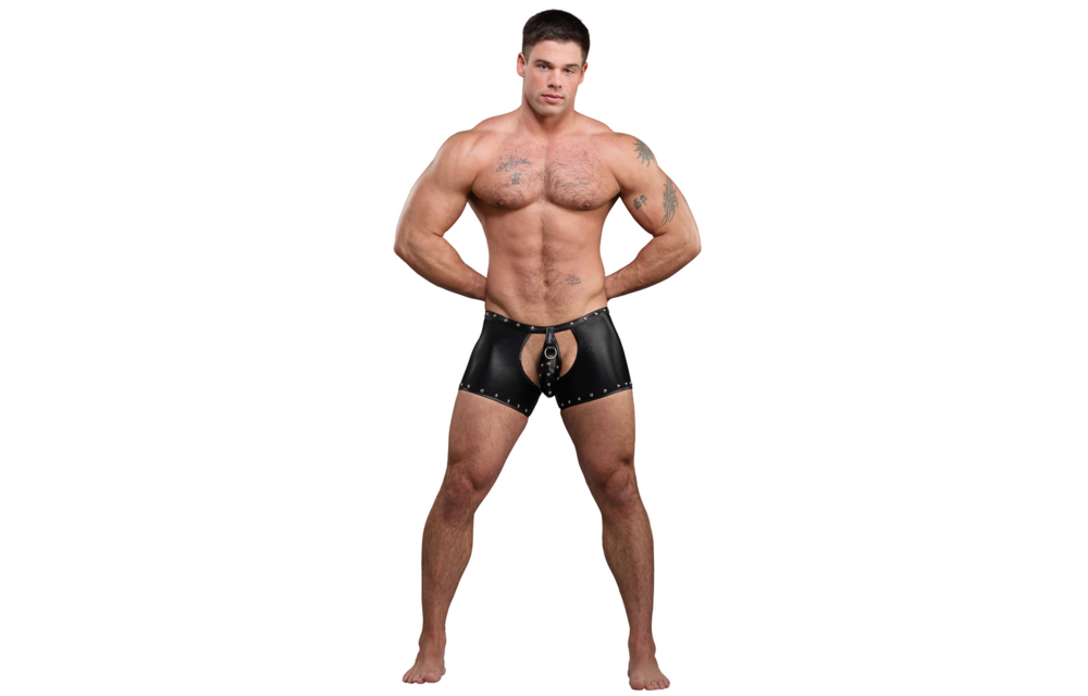Poseidon Shorts Open Crotch & Removable Thong Black L/XL