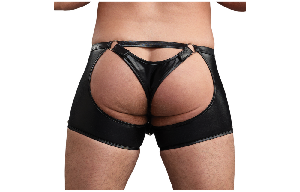 Poseidon - Shorts met Open Kruis en Achterkant met Afneembare String - L/XL - Zwart