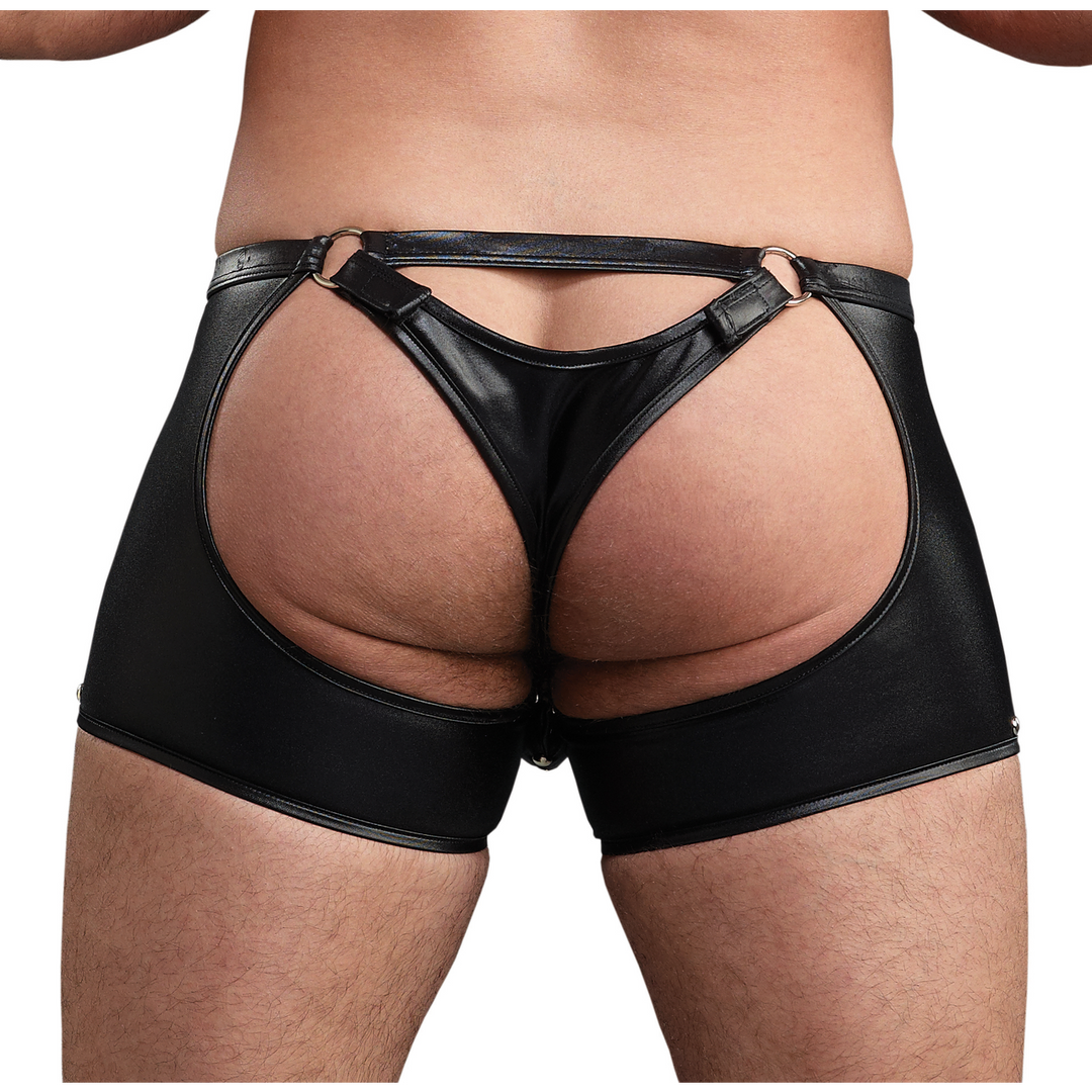 Poseidon - Shorts with Open Crotch and Removable Thong Back - L/XL - Black