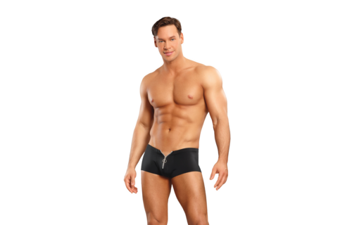 Ritsbroek met Rode Cockring - S/M - Zwart