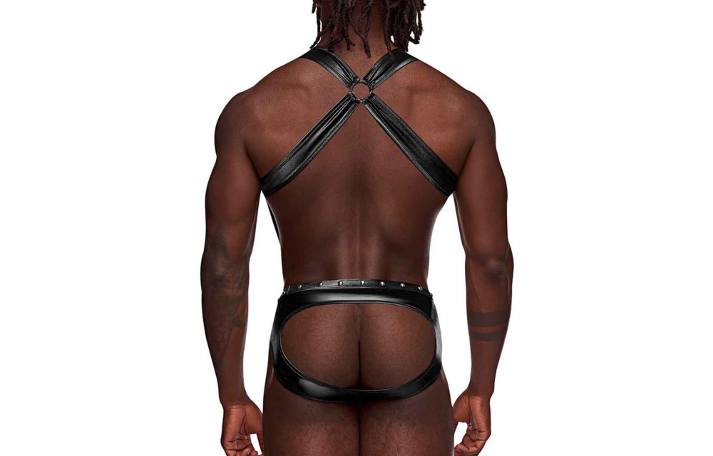 Uranus - Harness Style Open Back Jock Briefs met Suspender Straps - S/M - Zwart