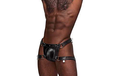Scorpio Imitation Leather Chastity Thong Black | Safe & Stylish