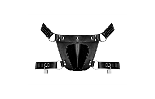 Scorpio Imitation Leather Chastity Thong Black | Safe & Stylish