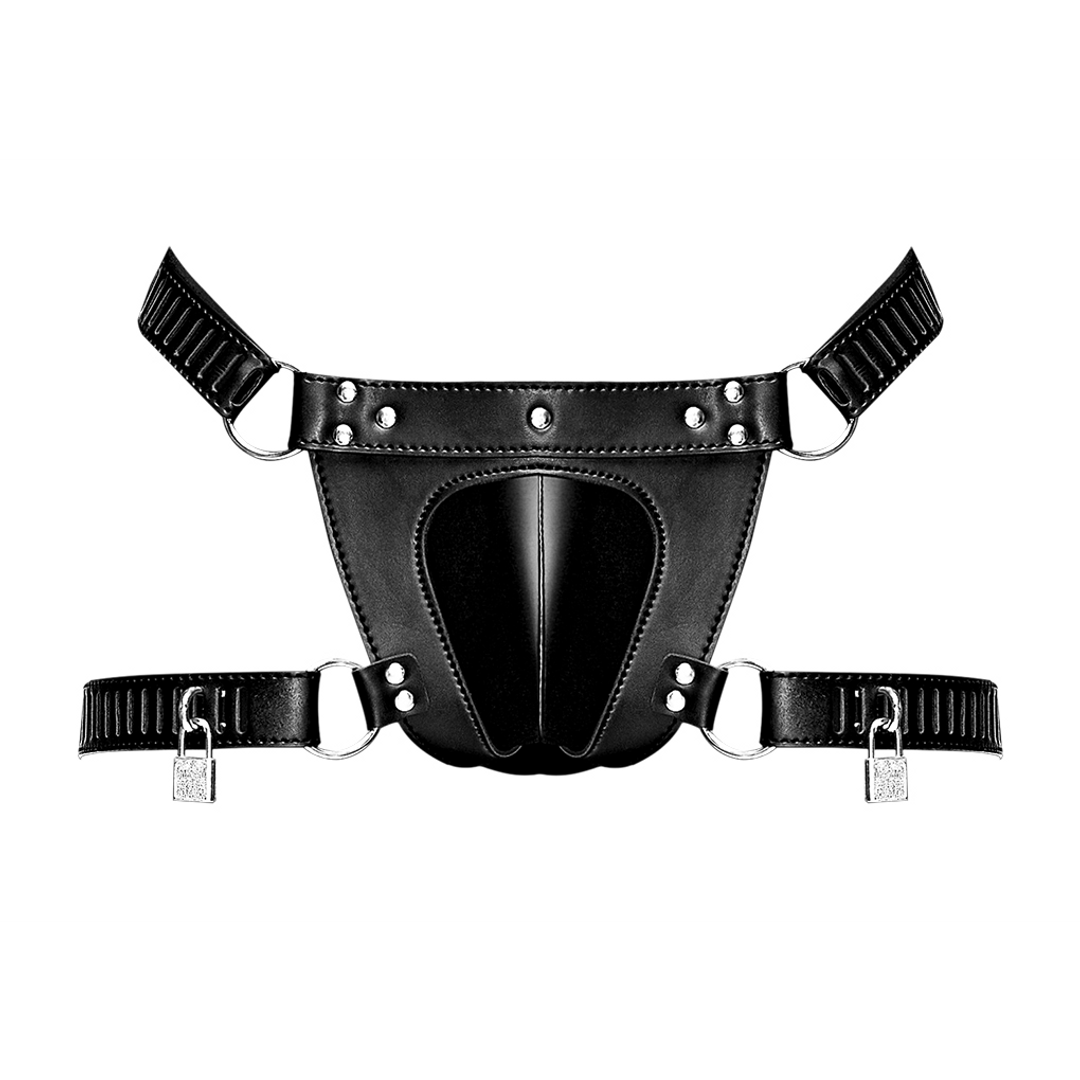 Scorpio Imitation Leather Chastity Thong Black | Safe & Stylish