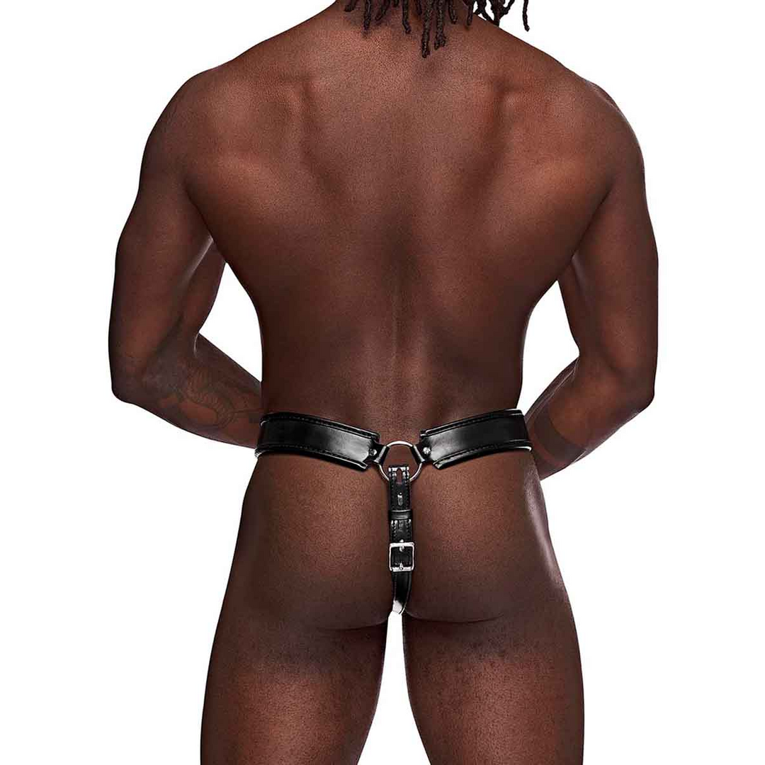 Taurus - Immitatieleren Chastity Cage Thong - One Size - Zwart