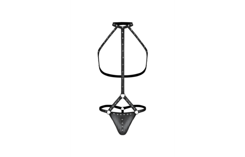 Gladiator Tanga Harness mit Choker L/XL Schwarz – Male Power