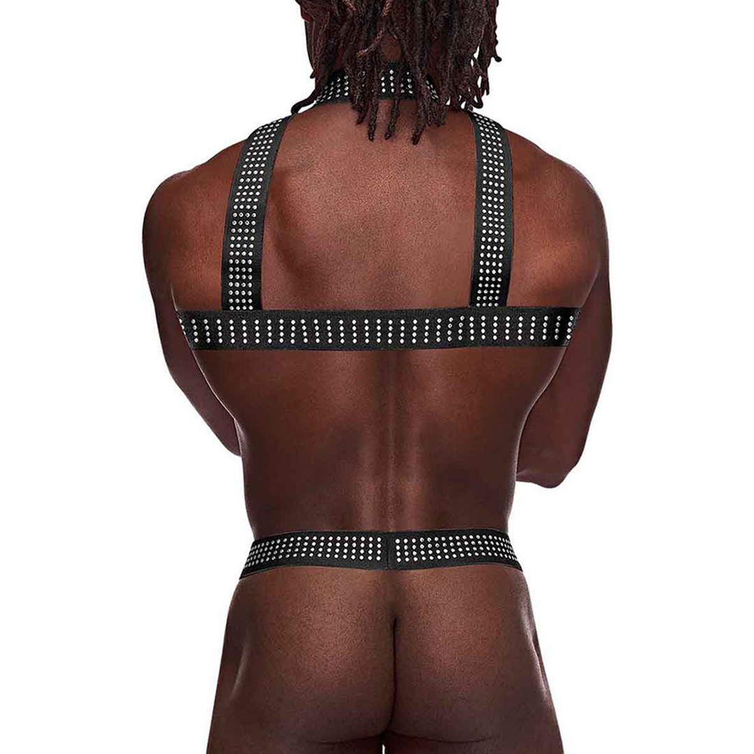 Elastischer Harness mit Nieten Schwarz – Cool & Verstellbar | Male Power