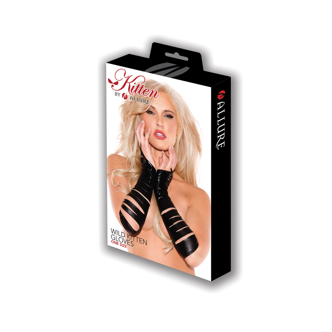 Wild Kitten Gloves Black Ripped | One Size Trendy