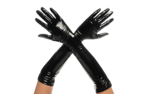 Cruella – Hochglanzhandschuhe – S/M – Glänzend schwarz