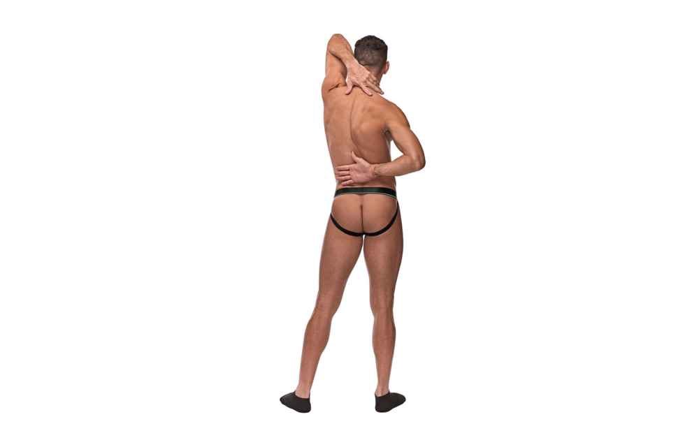 Cockring Jock mit schwarzem Cockring – S/M – Bordeaux