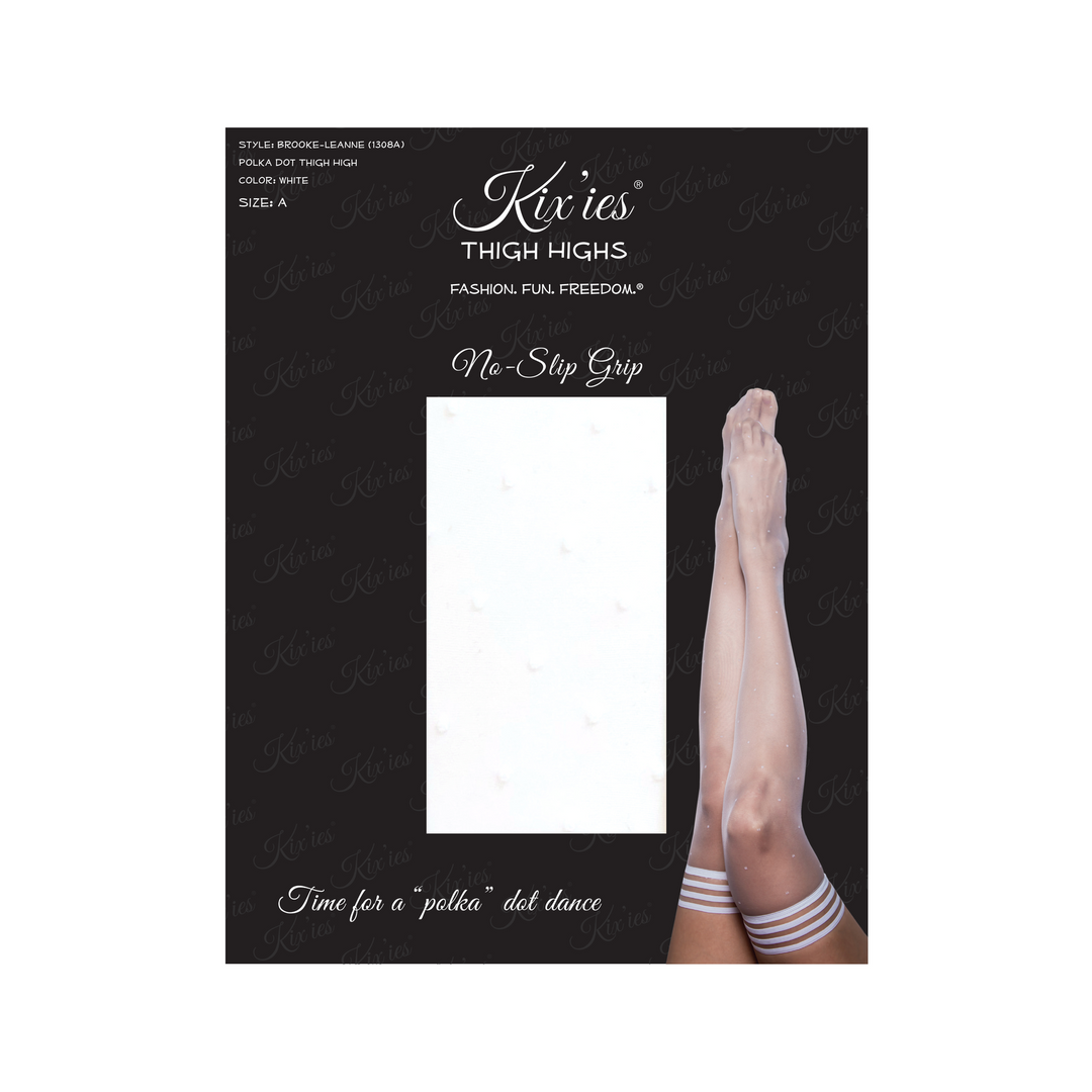 Brooke Leanne Oberschenkellange weiße Strümpfe – Retro & bequem