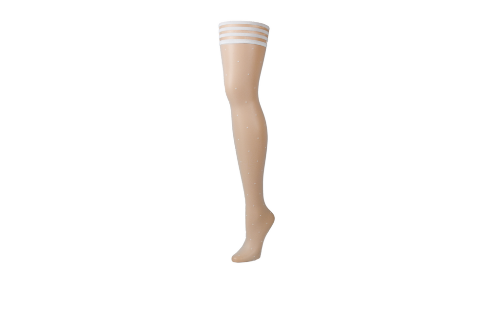 Brooke Leanne Weiß Oberschenkelhoch | Seidig weiche Retro-Oberschenkelstrümpfe