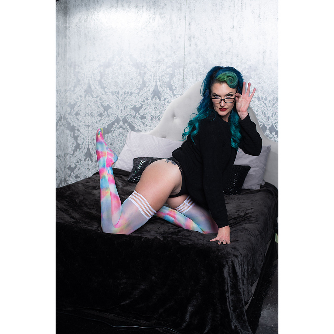 Gilly Oberschenkellang C Regenbogen | Kix'Ies Tie-Dye Strümpfe Bunt