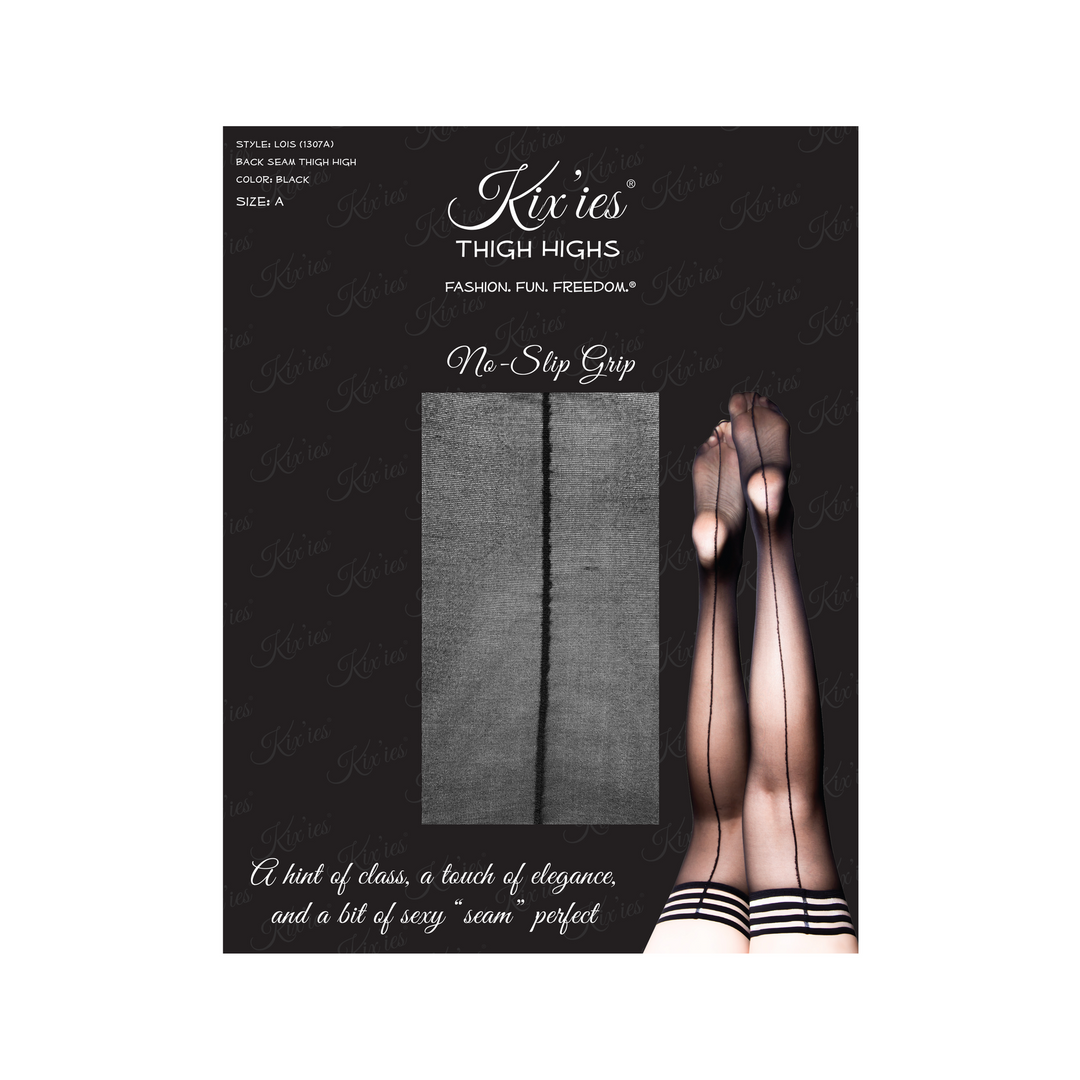 Lois Thigh High C Black | Sexy Kix'Ies Stay-Ups With Seam