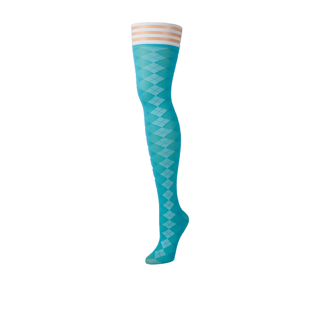 Par 4 Thigh High D Blue | Stylish Kix'Ies Golf Stockings