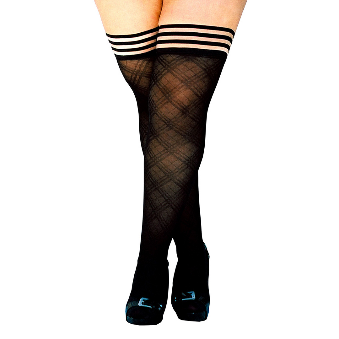 Tiffany Dijhoog Zwarte Kousen Met Diamantpatroon | Kix'Ies