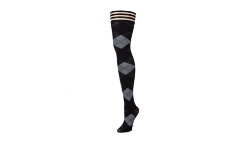 Kix'Ies Kimmie Thigh High A Black | Stylish Argyle Stockings