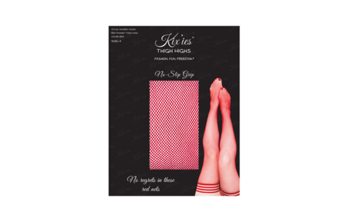 Sandra Red Thigh-High Fishnet Stockings | Kix'Ies Comfort & Style