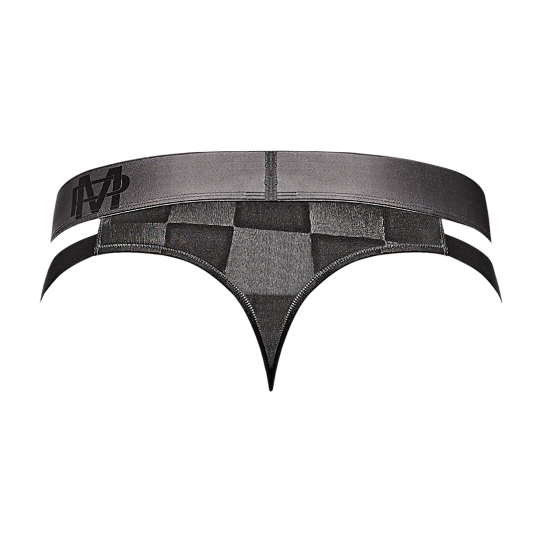 Cutout Thong S/M Zwart - Sexy Dambord String Male Power