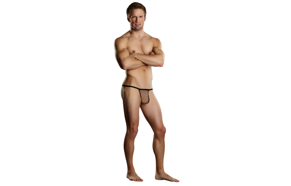 Pose Slip Einheitsgröße Schwarz | Stretch-Netz-G-String Male Power