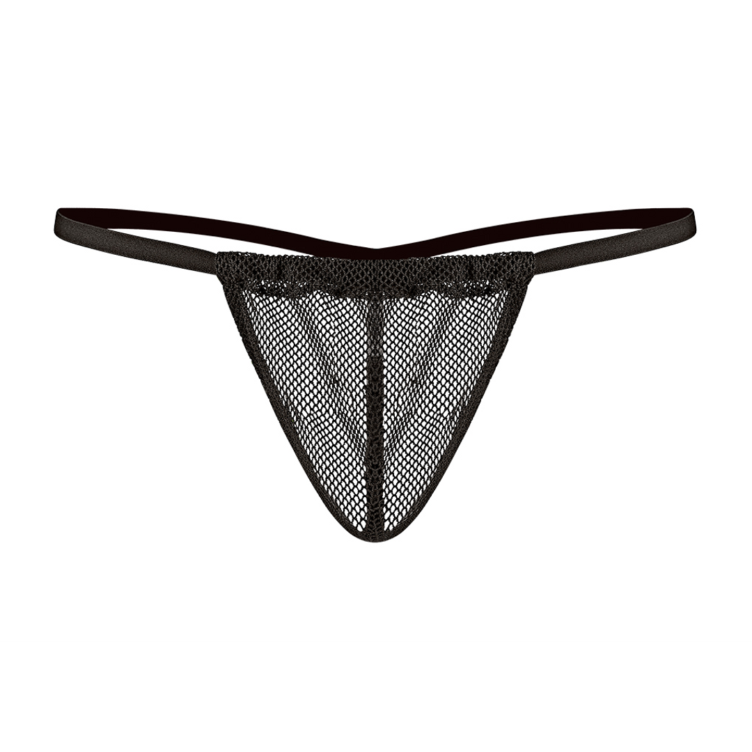 Pose Slip Einheitsgröße Schwarz | Stretch-Netz-G-String Male Power